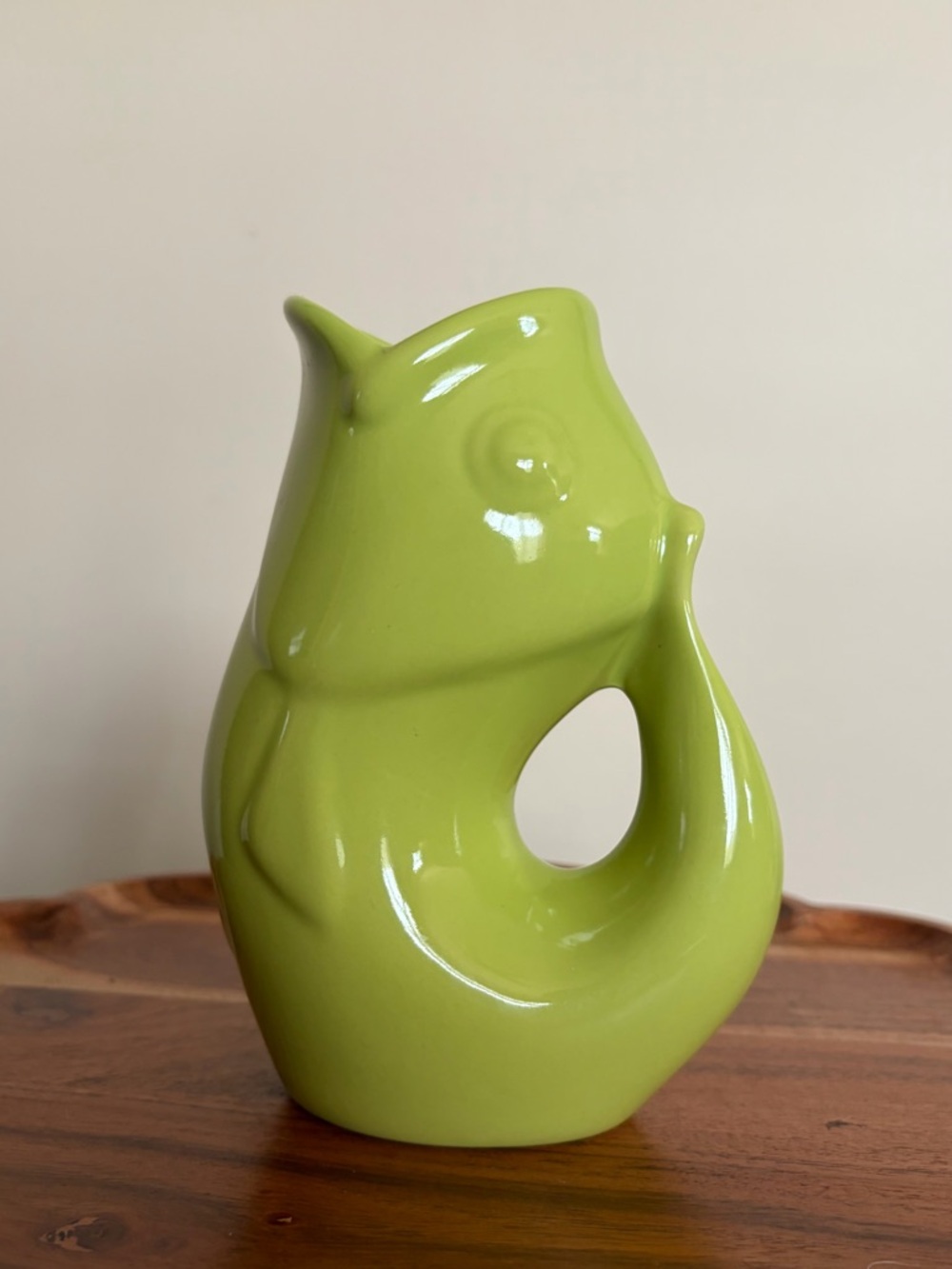 Medium GurglePot Fish Kiwi Green Pitcher EUC